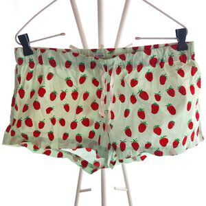 J. CREW SLEEP SHORTS 100% COTTON POPLIN STRAWBERRIES L NWOT